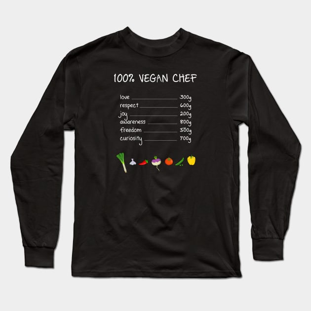 100% Vegan Chef Long Sleeve T-Shirt by teeco
